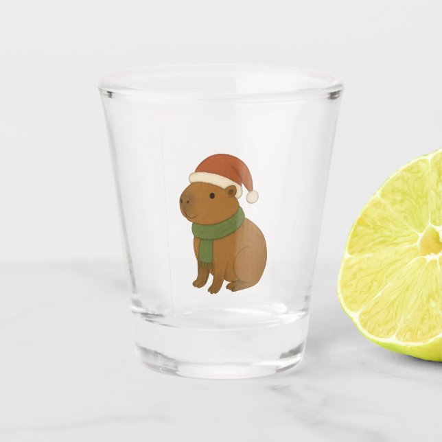 Vaso De Chupito Capibara en Navidades (Anverso)