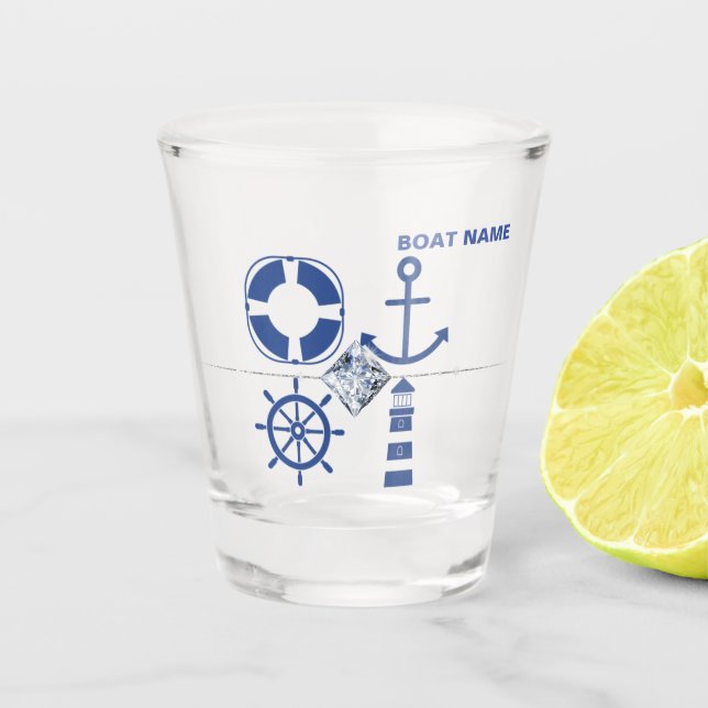 Vaso De Chupito Capitán Azul de la Marina de Anclaje Náutico Añadi (Anverso)