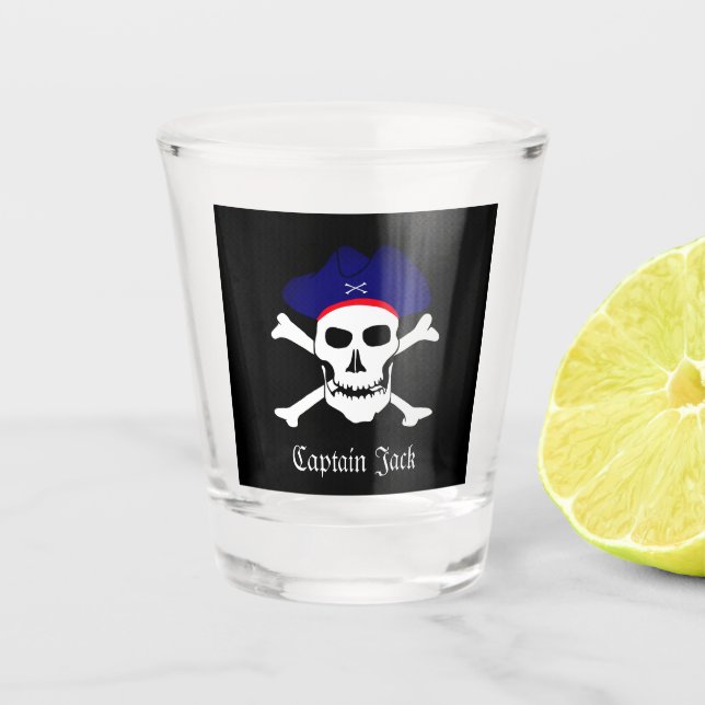 Vaso De Chupito Capitán Jack & Pirates Flag, cráneo / bebidas Fies (Anverso)