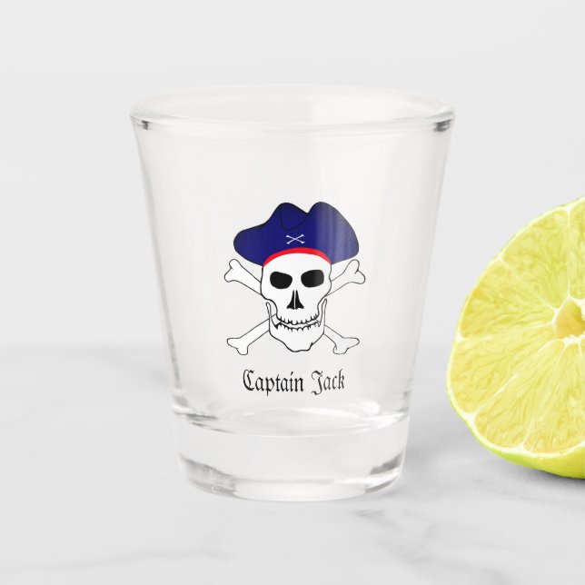 Vaso De Chupito Capitán Jack & Pirates Flag, cráneo / bebidas Fies (Anverso)