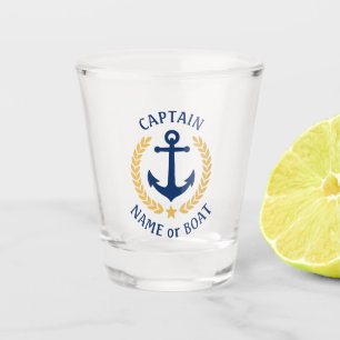Vaso De Chupito Capitán Nombre Barco Estrella Náutica Laurel de