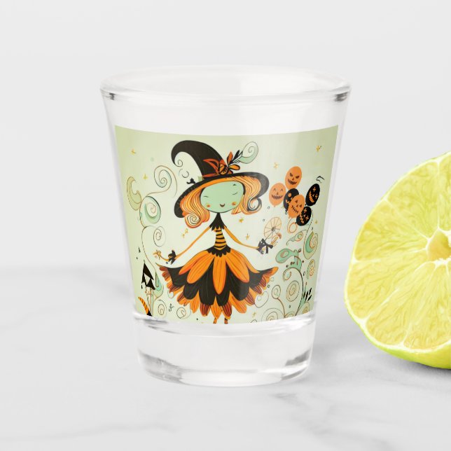 Vaso De Chupito capricho/bruja/calabaza/caída (Anverso)