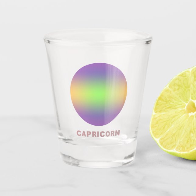 Vaso De Chupito Capricornio Rótulo Zodiaco Gradiente estilo (Anverso)