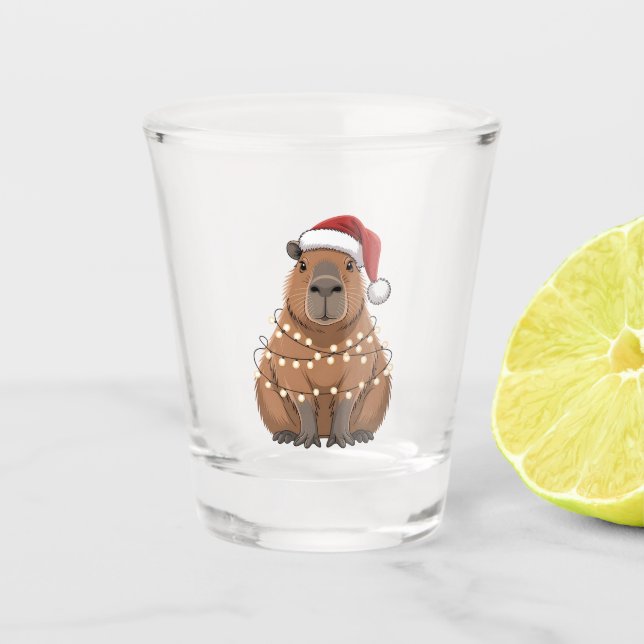 Vaso De Chupito Capybara Xmas coincidiendo Divertido Santa (Anverso)
