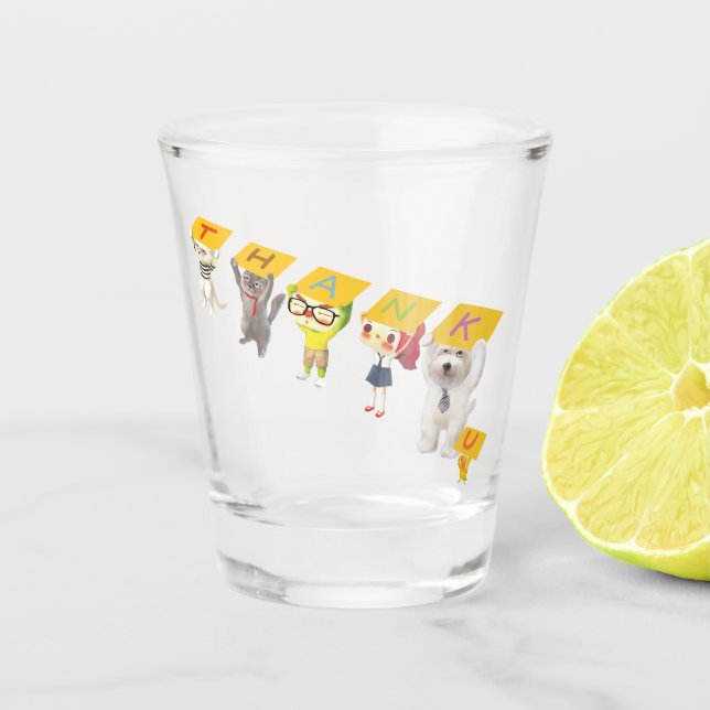 Vaso De Chupito Caracteres de agradecimiento (Anverso)