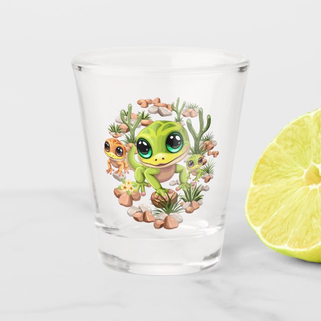 Vaso De Chupito Caracteres de dibujos animados de Baby Geckos Cute (Anverso)