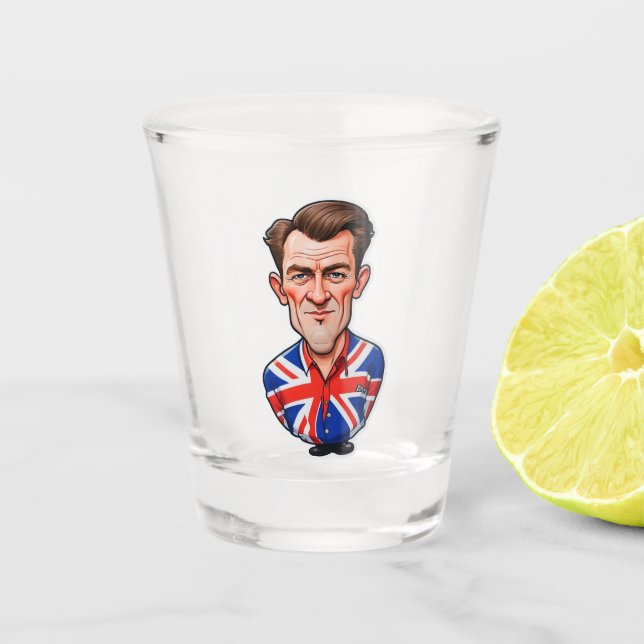 Vaso De Chupito Caricatura británica con bandera de la bandera bri (Anverso)