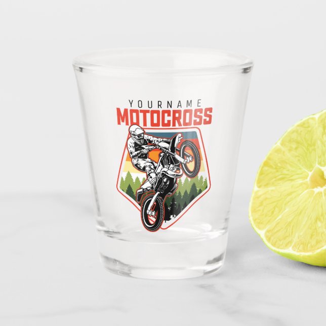 Vaso De Chupito Carreras Motocross personalizada Dirt Bike Trail R (Anverso)