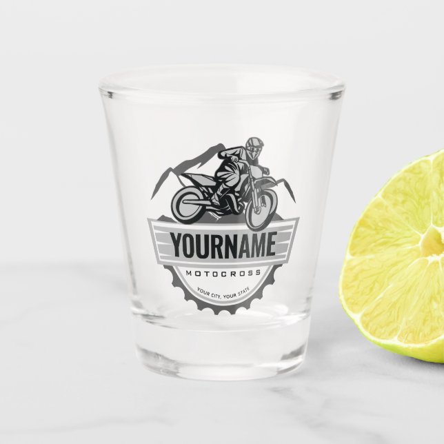 Vaso De Chupito Carreras personalizada de Motocross Rider Dirt Bik (Anverso)