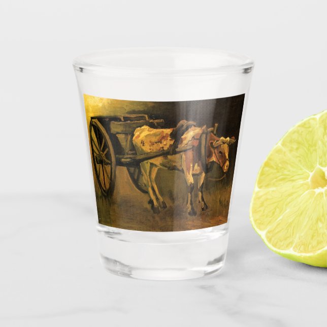 Vaso De Chupito Carro con ox rojo y blanco (Vincent van Gogh) (Anverso)