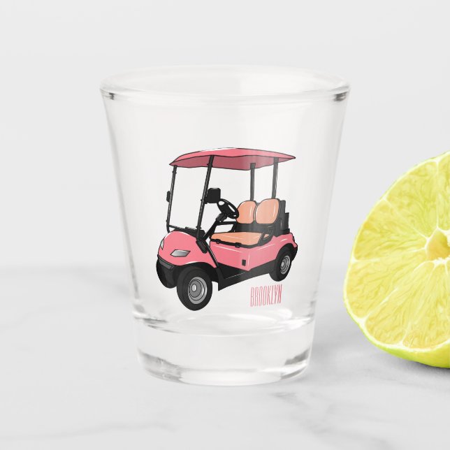 Vaso De Chupito Carro de golf / ilustracion personalizado de coche (Anverso)