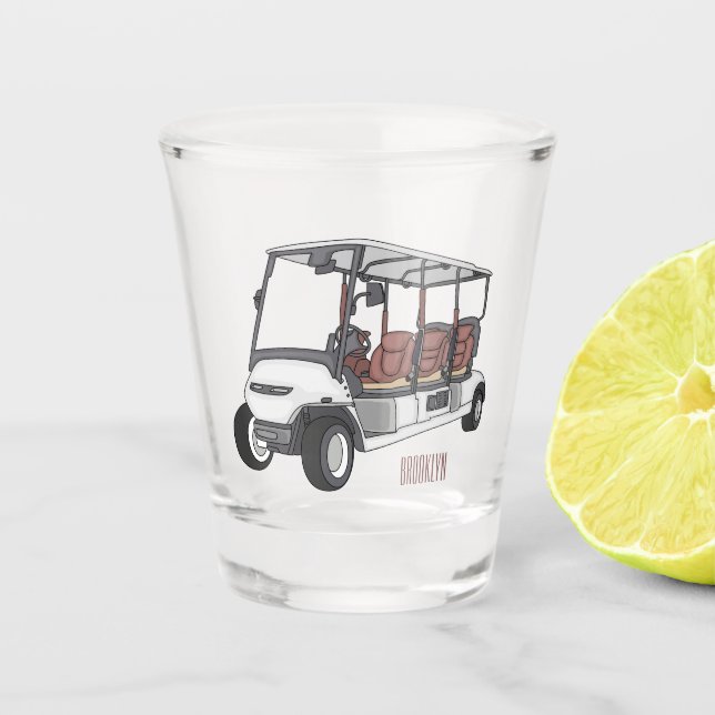 Vaso De Chupito Carro de golf / ilustracion personalizado de coche (Anverso)