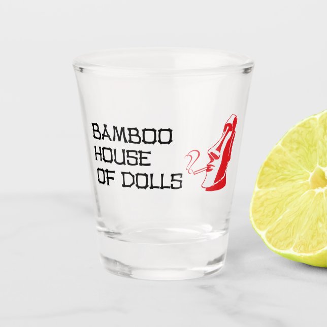 Vaso De Chupito Casa de Bambú de muñecas quemadas (Anverso)