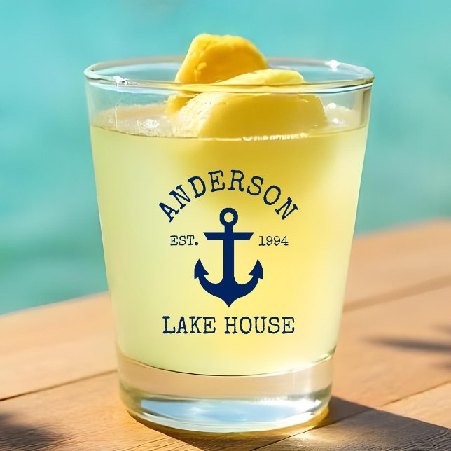 Vaso De Chupito Casa de lagos de la Marina Azul (Customize to change text size or color.)