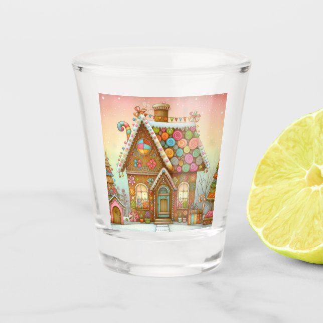 Vaso De Chupito Casa de pan de jengibre, deliciosa (Anverso)