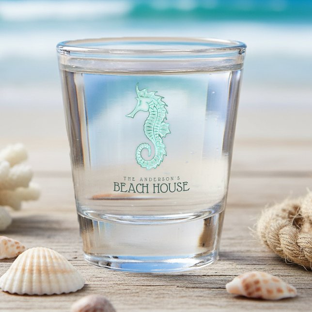 Vaso De Chupito Casa de Playa Caballito de Mar Aqua Azul ID623 (Subido por el creador)