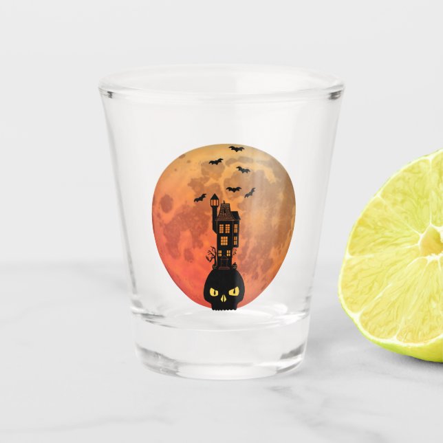Vaso De Chupito Casa embrujada de la luna de sangre (Anverso)