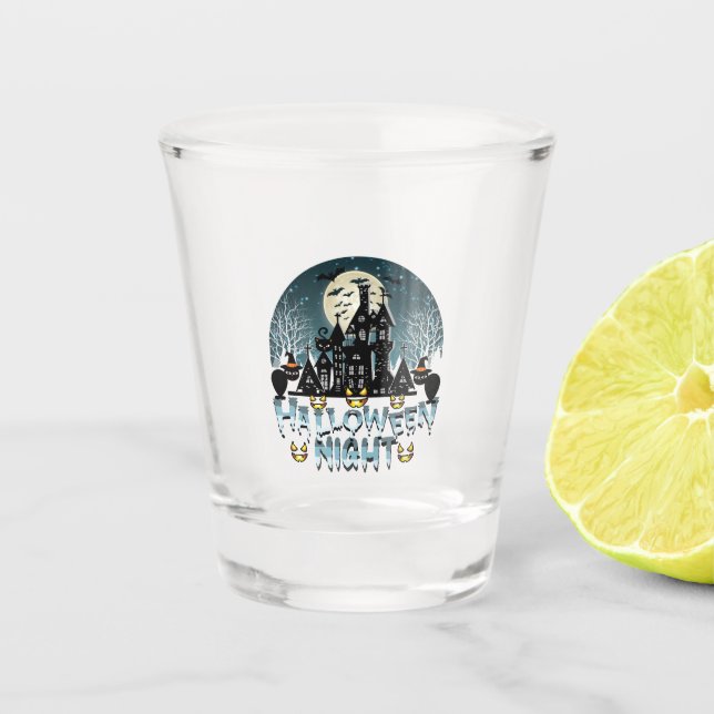 Vaso De Chupito Casa embrujada, noche de Halloween de miedo (Anverso)
