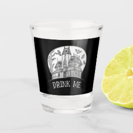 Vaso De Chupito Casa embrujada y murciélagos de Halloween 