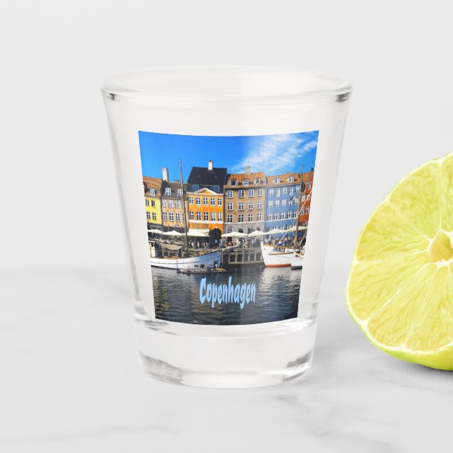 Vaso De Chupito Casas del Canal de Copenhague Dinamarca Nyhavn (Anverso)