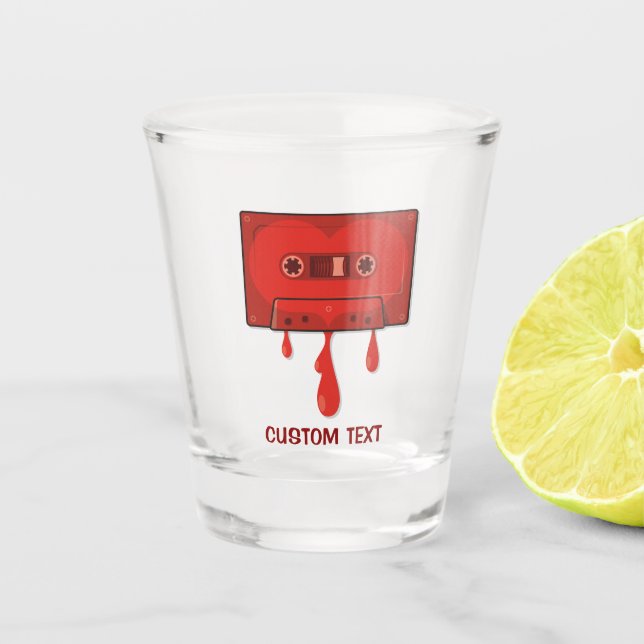 Vaso De Chupito Cassette del corazón rojo (Anverso)