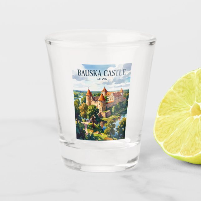 Vaso De Chupito Castillo de Bauska Letonia (Anverso)