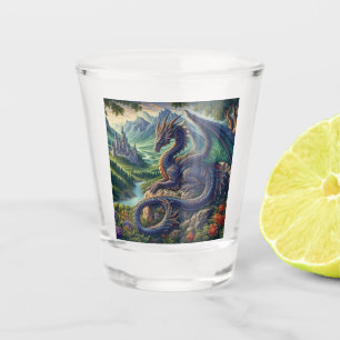 Vaso De Chupito Castillo Dragón medieval colorido