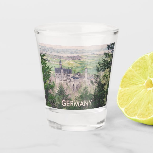 Vaso De Chupito Castillo Retro Neuschwanstein en Alemania (Anverso)
