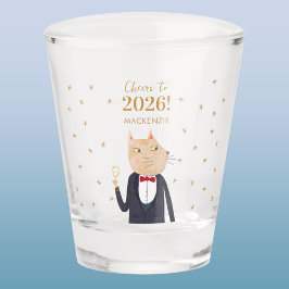 Vaso De Chupito Cat Cheers to 2026 New Year Personalized Name