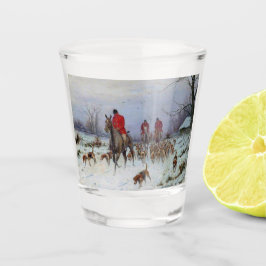 Vaso De Chupito Caza de zorros jinetes y sabuesos regresando a cas