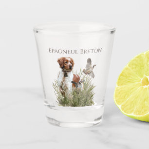 Vaso De Chupito Cazando con un perro de Bretaña, arte