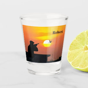 Vaso De Chupito Cazando Silhouette Bird Sunset personalizada