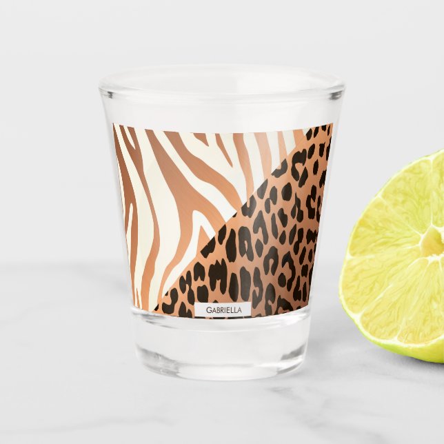 Vaso De Chupito Cebra y estampado leopardo (Anverso)