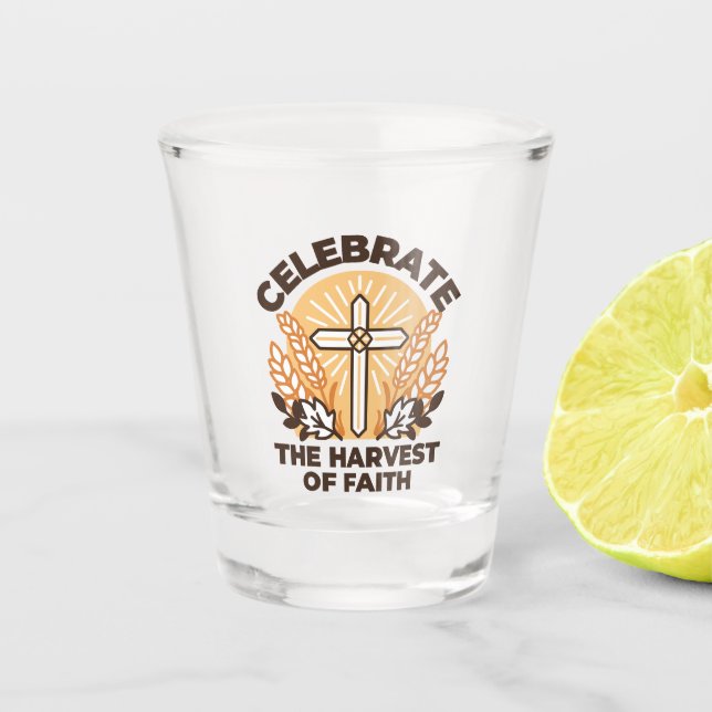 Vaso De Chupito Celebración de la cosecha de la fe - Arte Inspirad (Anverso)