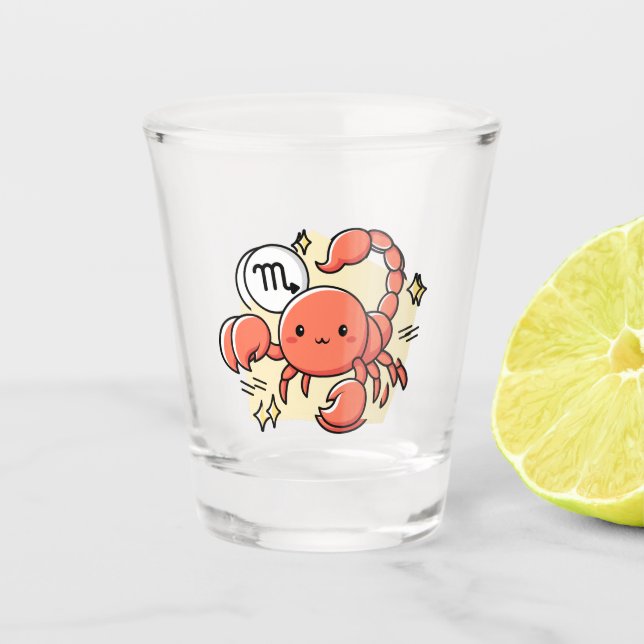 Vaso De Chupito Celestial Scorpio Zodiac Chibi Line Art Gift (Anverso)