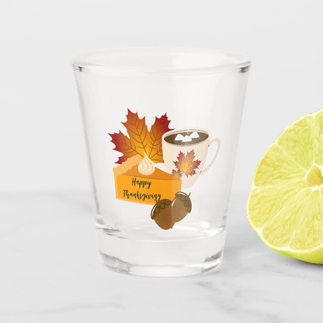 Vaso De Chupito Cena de Acción de Gracias Cocina Calabaza Pie Choc (Anverso)