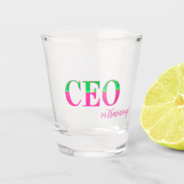 Vaso De Chupito CEO Motivacional Rosa y Verde en Formación