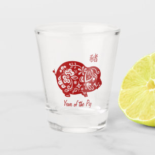 Vaso De Chupito Cerdo chino rojo ordenado