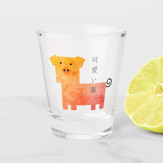 Vaso De Chupito cerdo kawaii (Anverso)