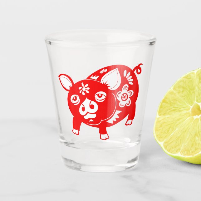 Vaso De Chupito Cerdo zodiaco chino (Anverso)