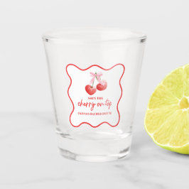 Vaso De Chupito Cereza en la parte superior lazo rosa despedida de