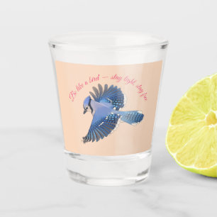 Vaso De Chupito Cerulean Soar: Detallado arrendajo azul en vuelo