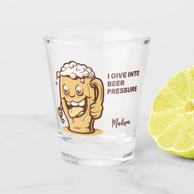 Vaso De Chupito Cerveza de texto Personalizado divertida (Anverso)