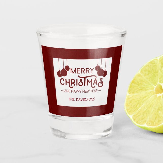 Vaso De Chupito Charm Merry Christmas y Happy New Year Monograma (Anverso)