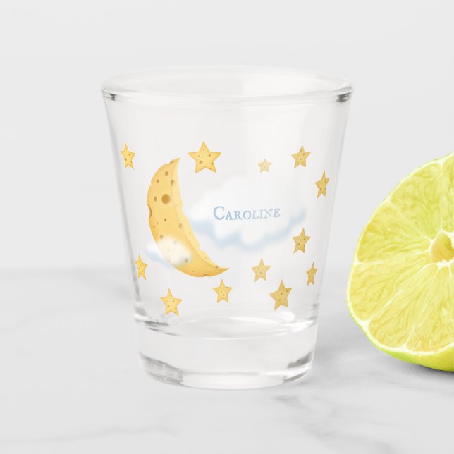 Vaso De Chupito Cheesy Moon & Stars Personalizado Fluffy Cloud (Anverso)