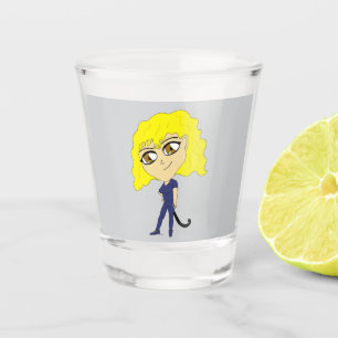 Vaso De Chupito Chibi con un gato como cola