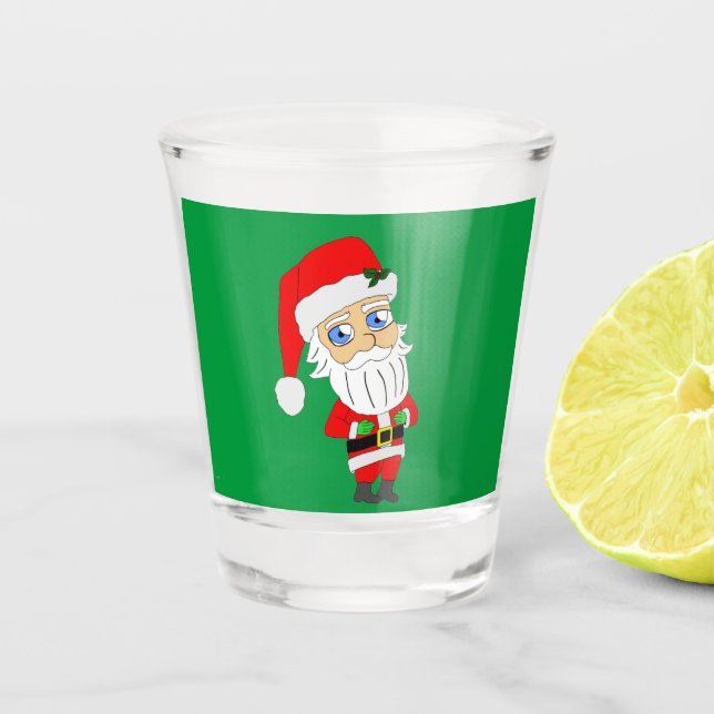 Vaso De Chupito chibi santa claus vidrio de disparo (Anverso)