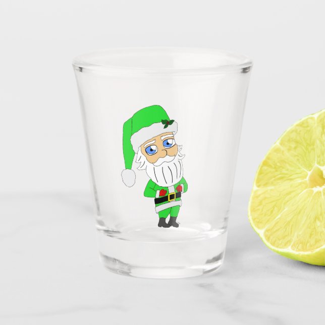 Vaso De Chupito Chibi Santa green suit (Anverso)