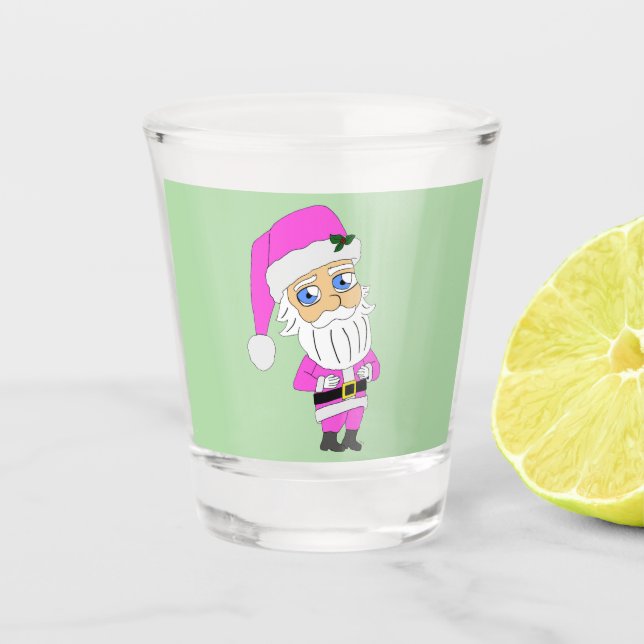 Vaso De Chupito Chibi Santa traje rosa (Anverso)