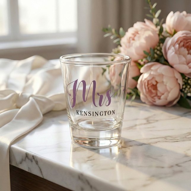Vaso De Chupito Chic Custom Mrs Newlywed Typography (Subido por el creador)